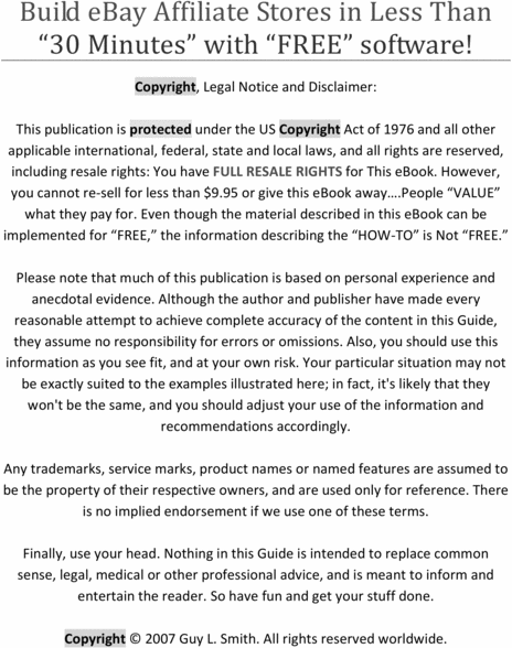 Product picture Build eBay Affiliate Stores in Less Than 30 Minutes